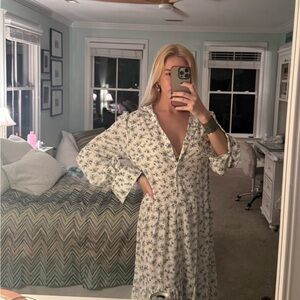 Nasty Gal Cream Floral Maxi Dress